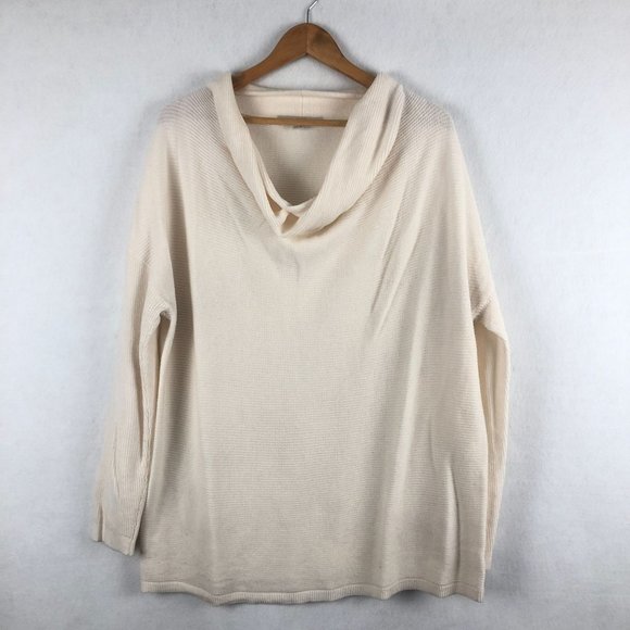 LOFT Women's Plus Size 16/18 Cream Cowl Neck Wool Blend Knit Tunic Sweater - Picture 1 of 6